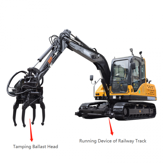 Hirail Excavator with Railroad Tampers