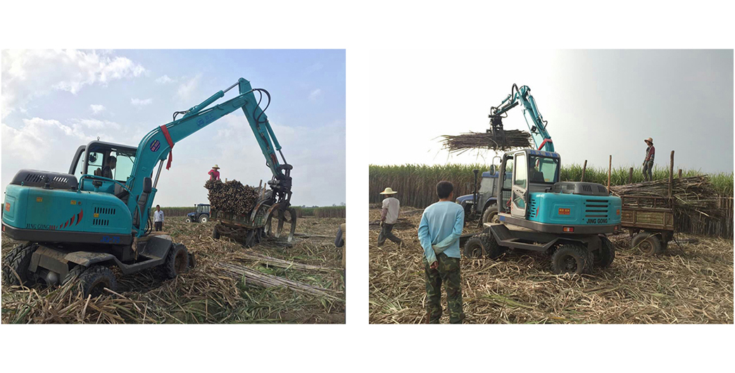 JingGong wheel excavator with log wood grapple